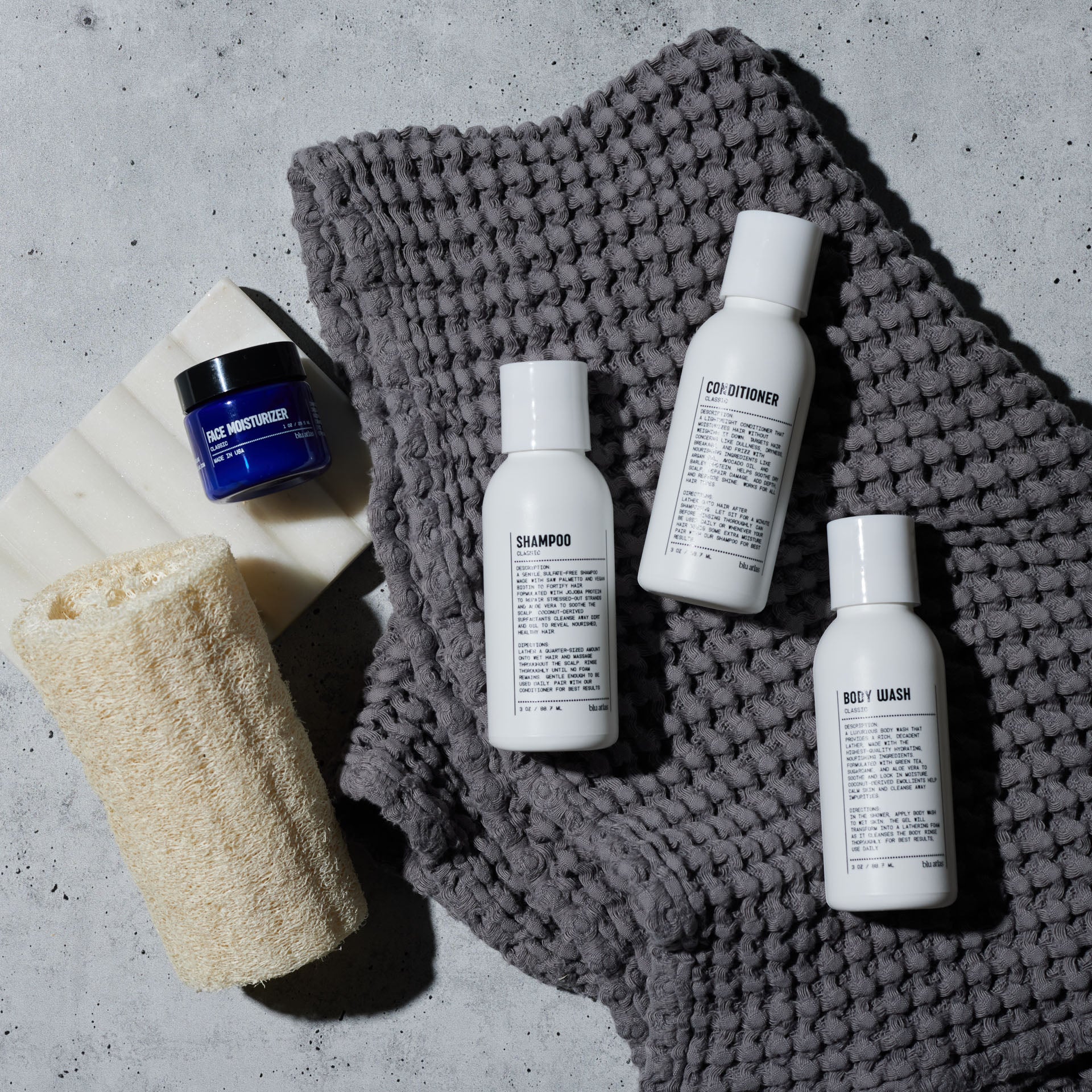Blu Atlas Essentials Travel Set with Shampoo, Conditioner, and Body Wash