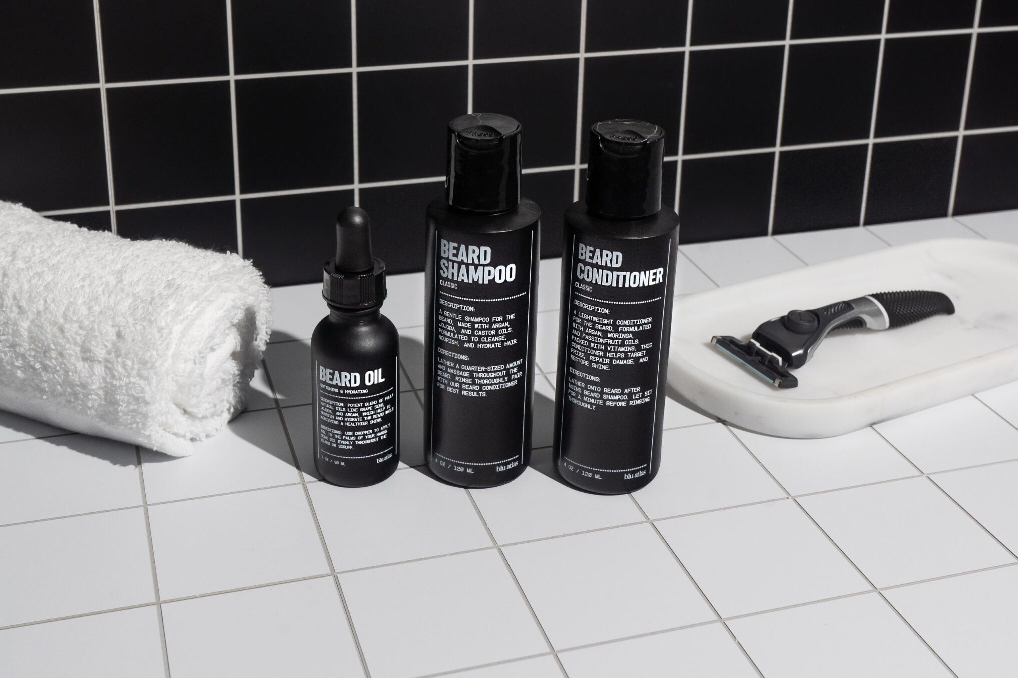 Blu Atlas Beard Bundle with Oil, Shampoo and Conditioner 
