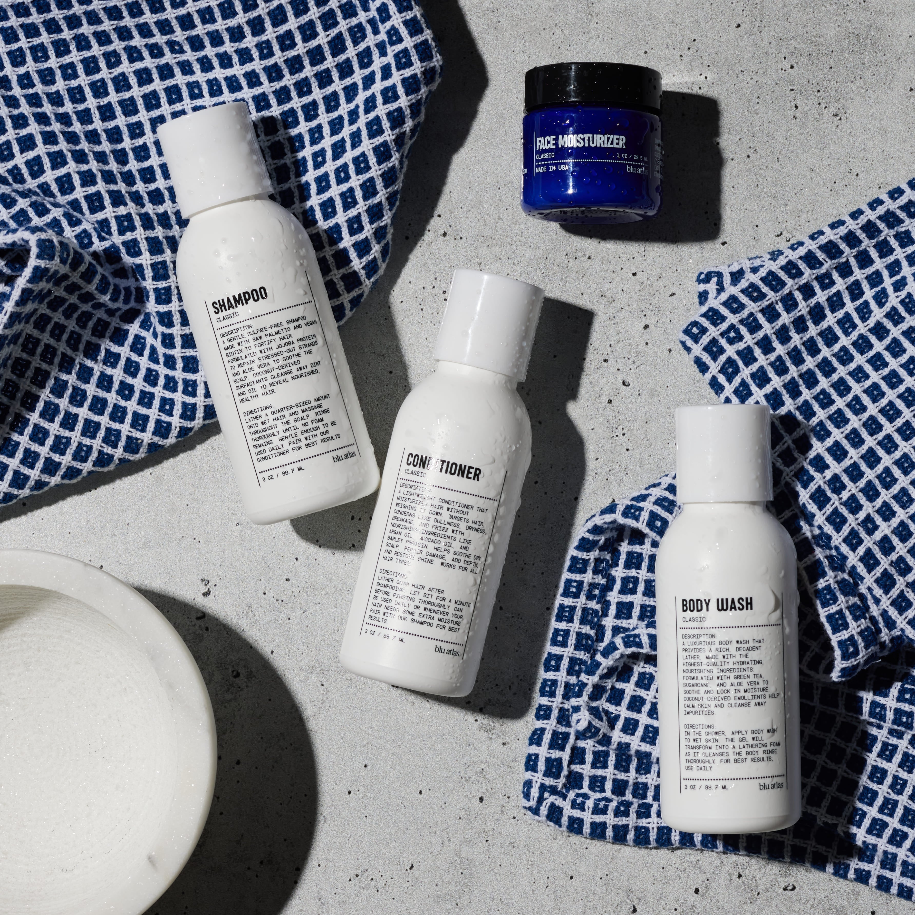 Blu Atlas Travel Set in Bathroom