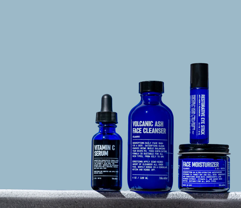 Men's Skincare Bundle Face Cleanser Face Moisturizer Vitamin C Serum Restorative Eye Stick