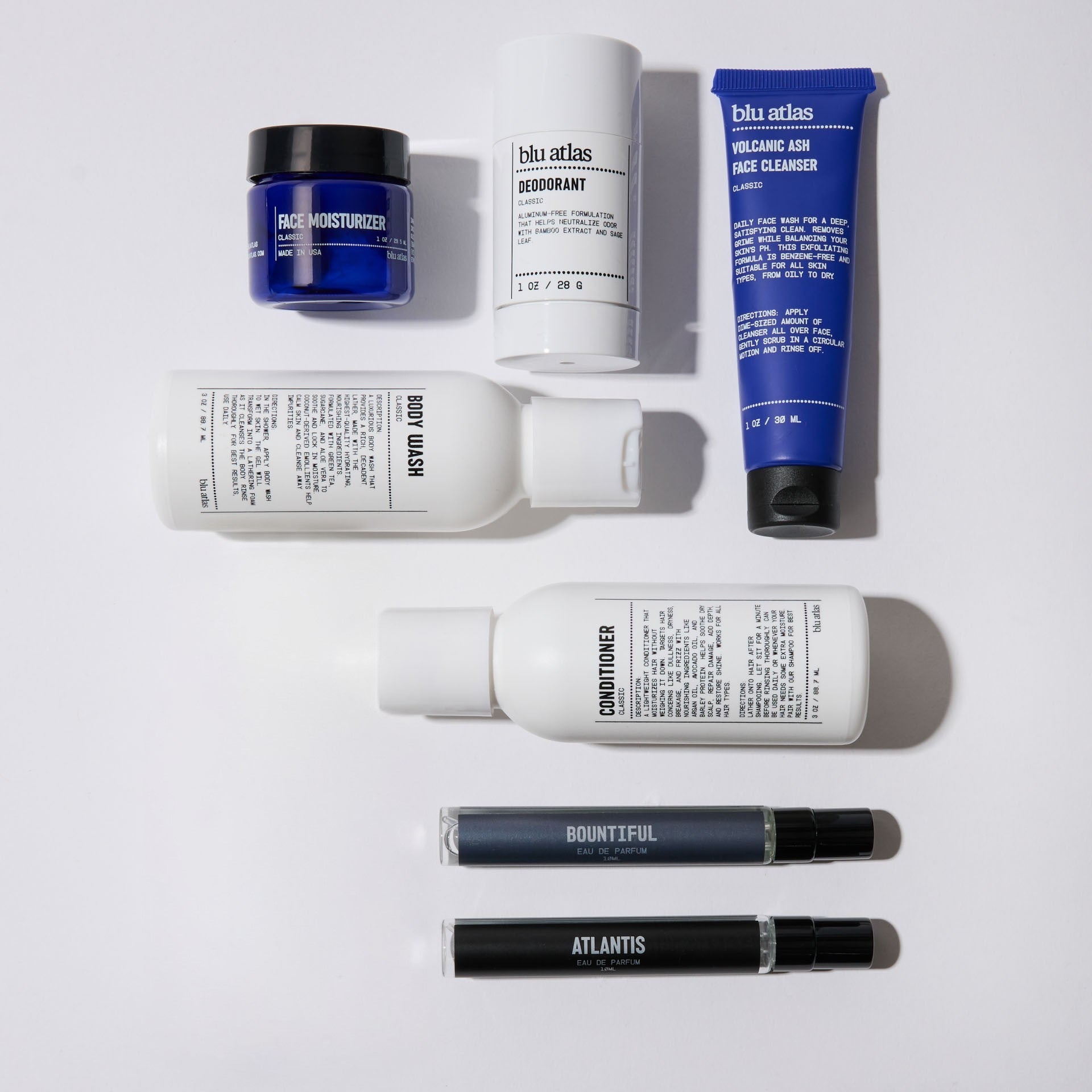 Collection of skincare and hair care products on a white background