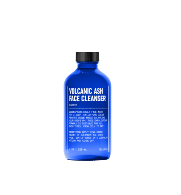 A blue bottle from Blu Atlas, labeled Clean and Hydrate Duo in white text, designed to cleanse and moisturize for balanced, hydrated skin.