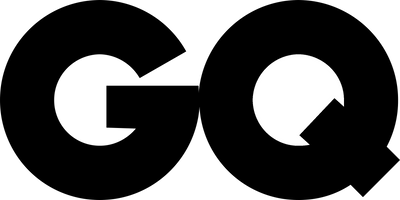 Black 'GQ' logo on a white background