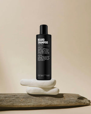 black bottle of blu atlas beard shampoo